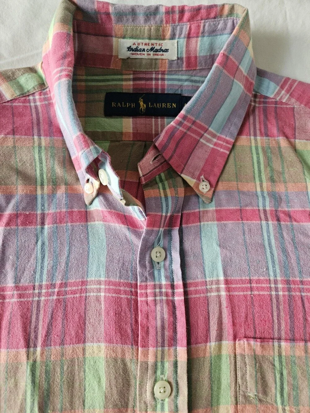 POLO RALPH LAUREN Authentic Indian Madras Plaid Short Sleeve Shirt | SZ  M